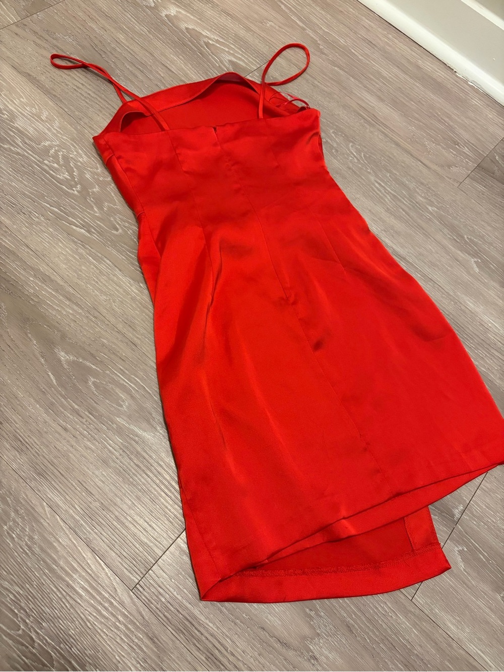 Zara Red Satin Cowl Neck Mini Dress XS - Picture 5 of 5